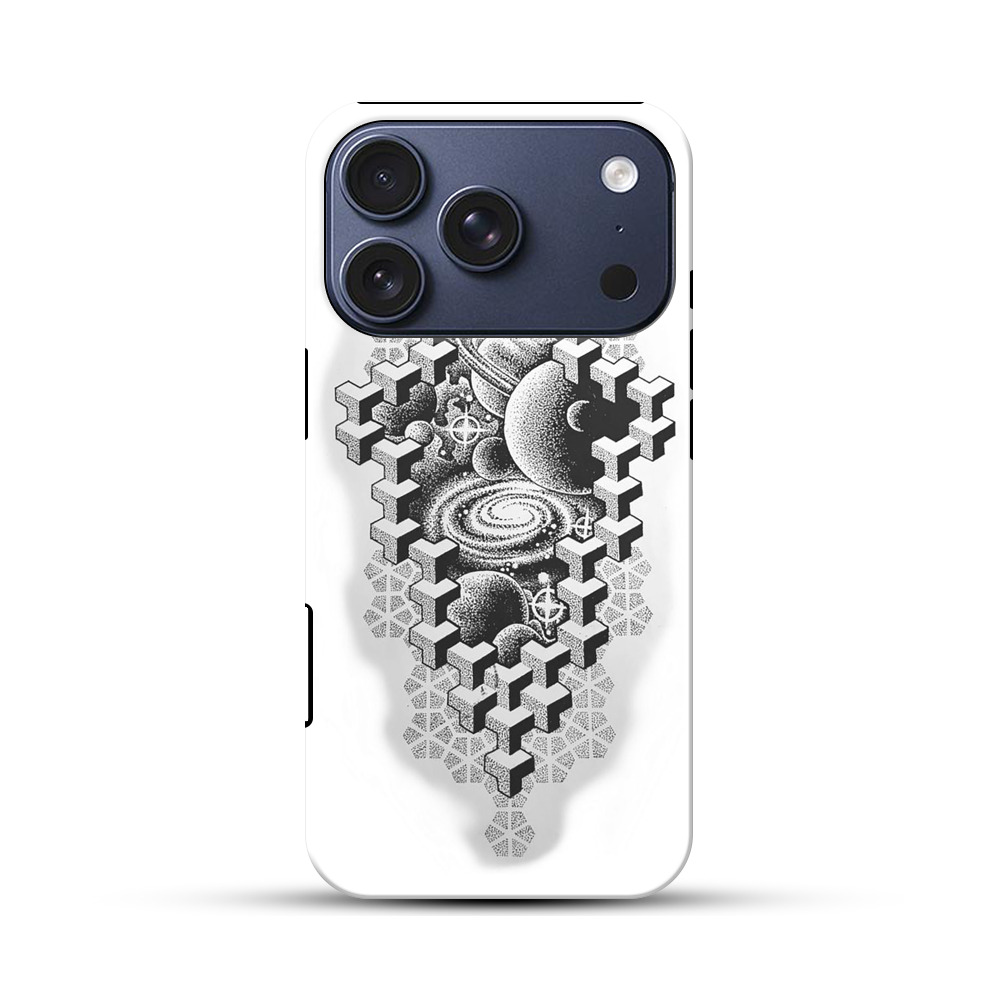 宇宙と惑星の幾何学模様 iPhone 17 Proオリジナルハ耐衝撃ケース