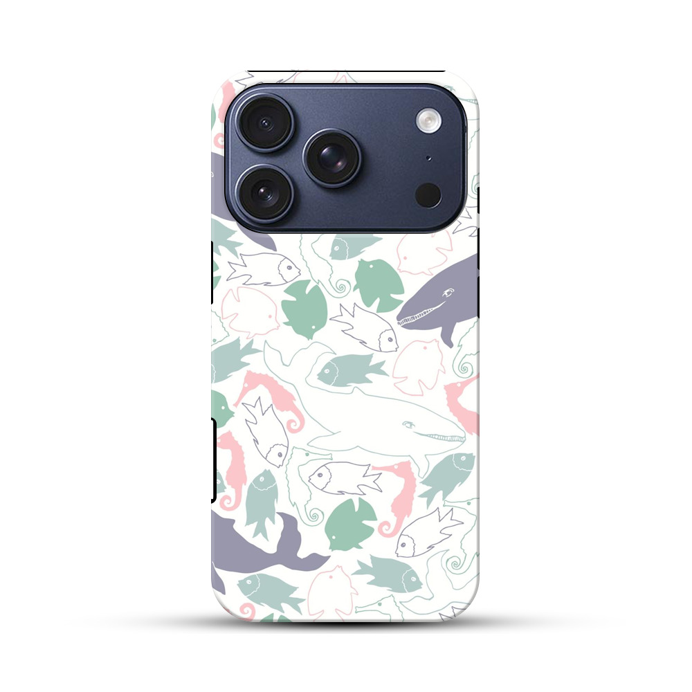 海の生き物パターン iPhone 17 Proオリジナルハ耐衝撃ケース