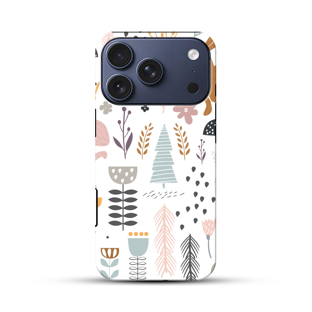 ウサギと植物のパターン iPhone 17 Proオリジナルハ耐衝撃ケース