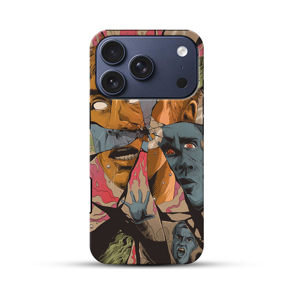 割れた鏡と分裂した顔 iPhone 17 Proオリジナルハ耐衝撃ケース