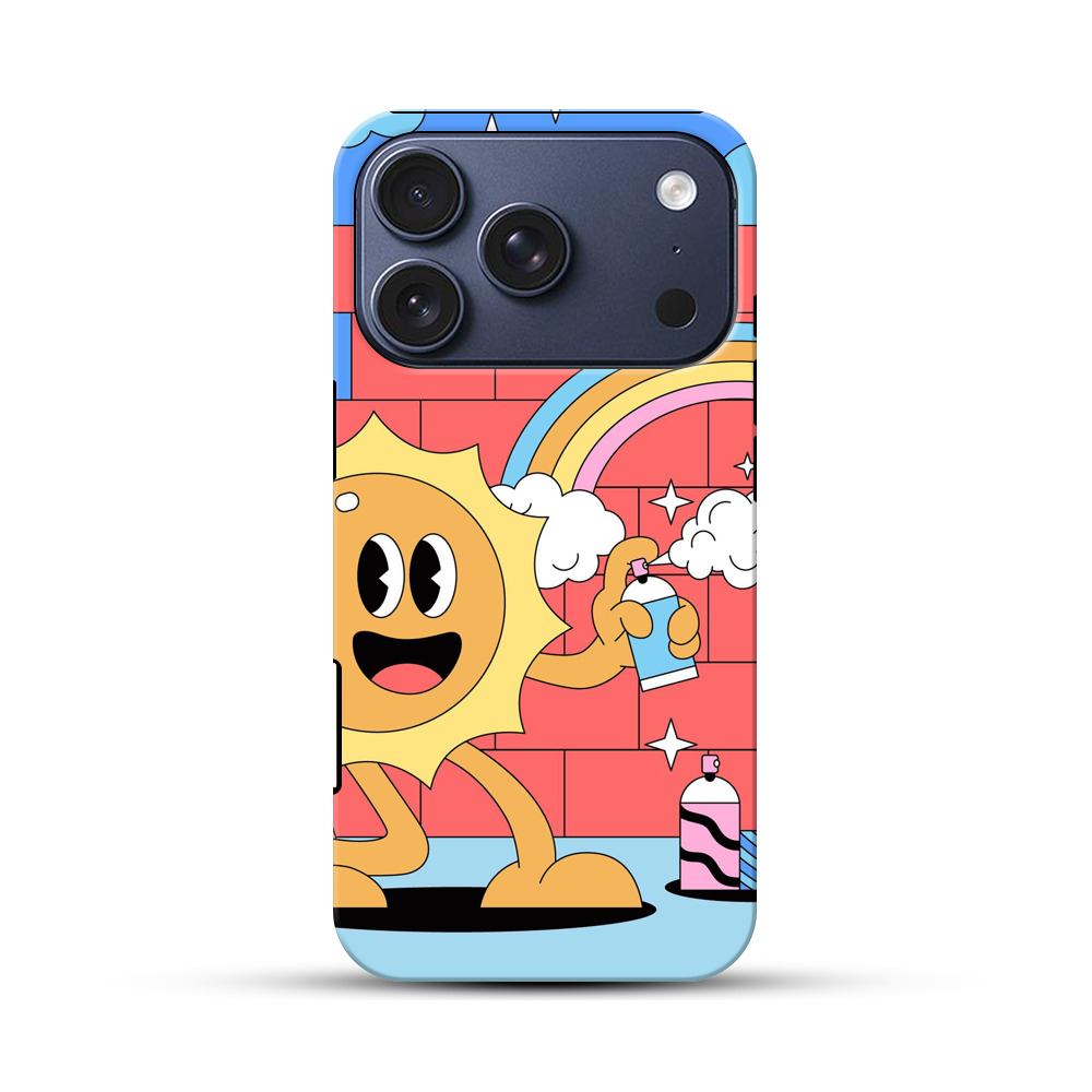 陽気な太陽と虹 iPhone 17 Proオリジナルハ耐衝撃ケース