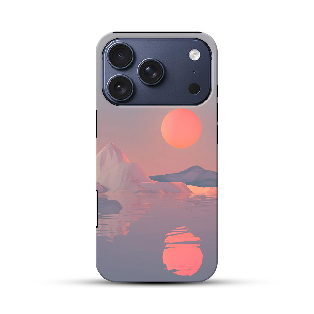 夕日と山と水面の風景 iPhone 17 Proオリジナルハ耐衝撃ケース
