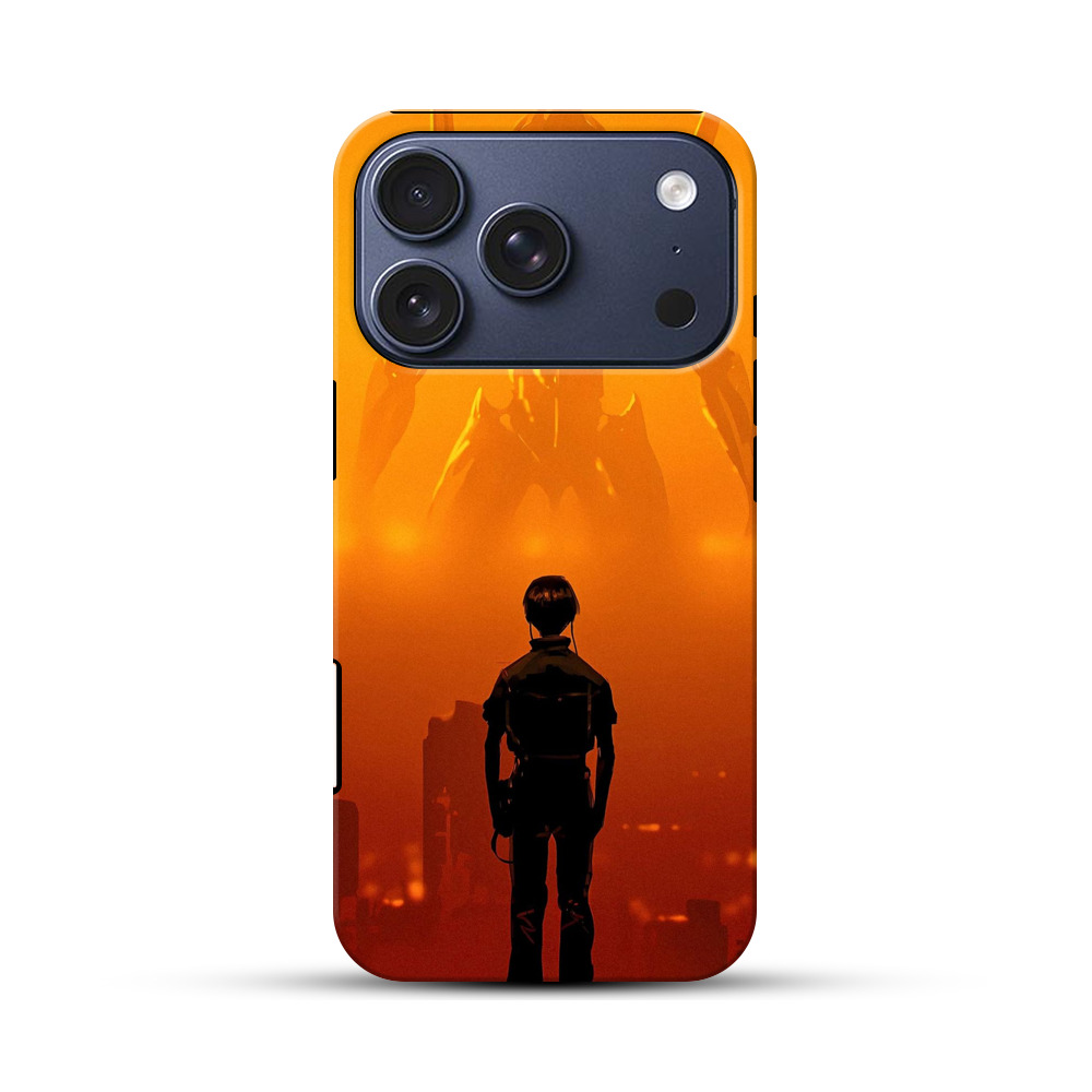 夕暮れのロボと少年 iPhone 17 Proオリジナルハ耐衝撃ケース