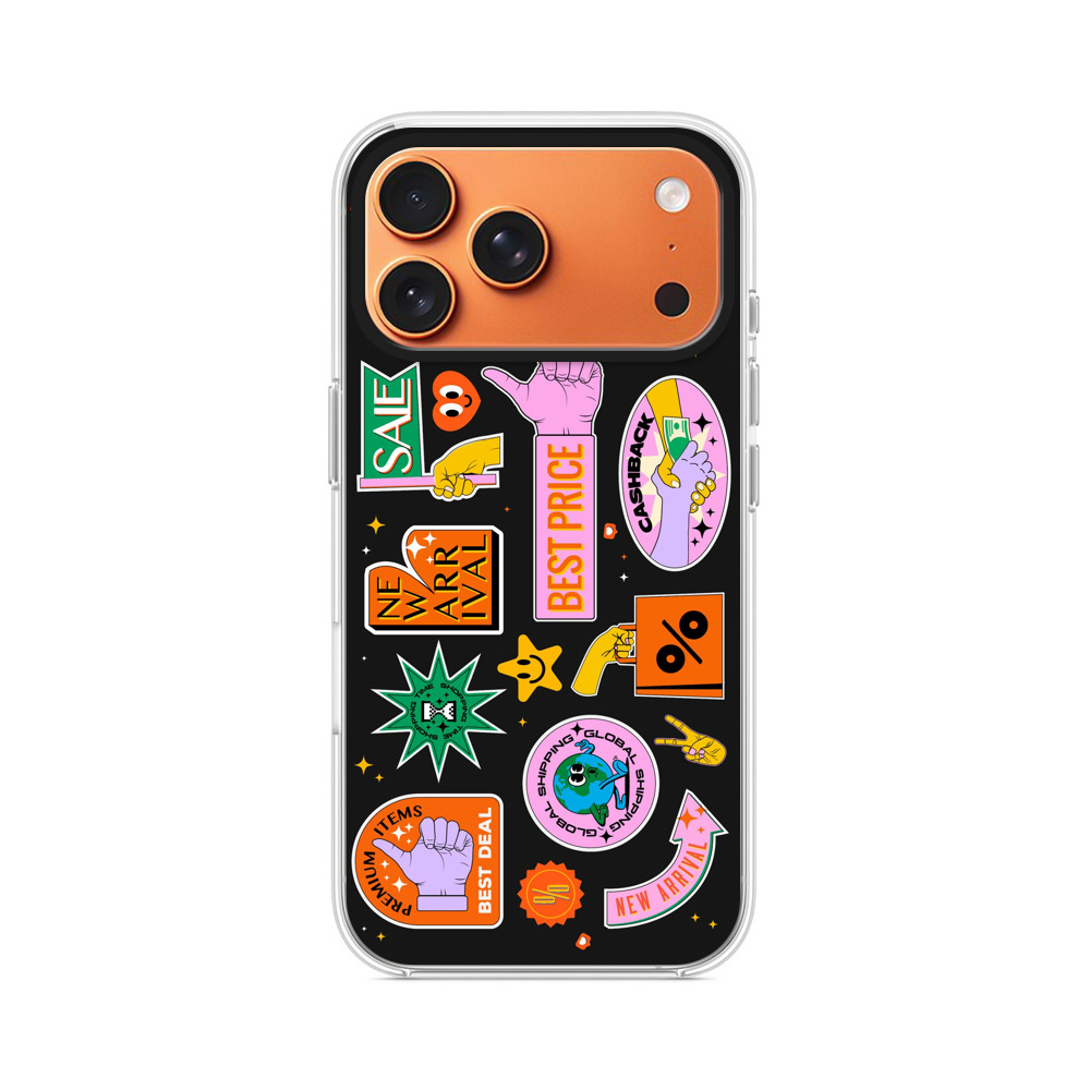 カラフルなセールアイコンのコラージュ iPhone 17 Pro Maxオリジナルケース