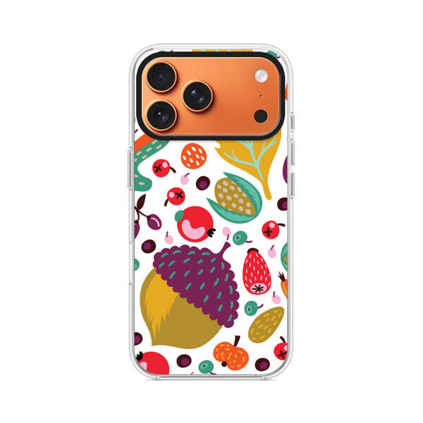 秋のフルーツと葉のパターン iPhone 17 Pro Maxオリジナルケース