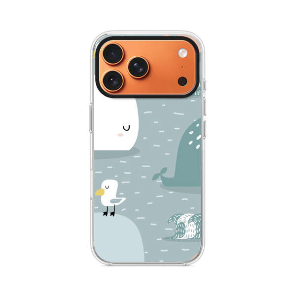 クジラと鳥のイラスト iPhone 17 Pro Maxオリジナルケース