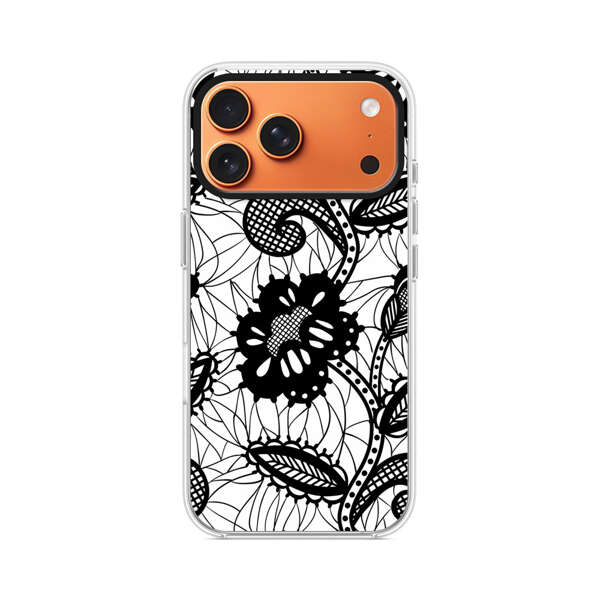 黒と白の花柄模様 iPhone 17 Pro Maxオリジナルケース