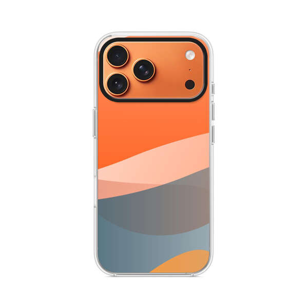 オレンジ青の曲線アート iPhone 17 Pro Maxオリジナルケース