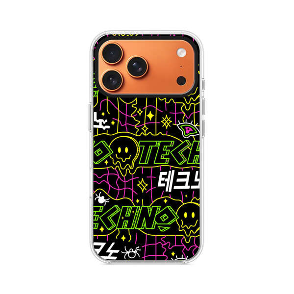 テクノパターンとホラーアイコン iPhone 17 Pro Maxオリジナルケース