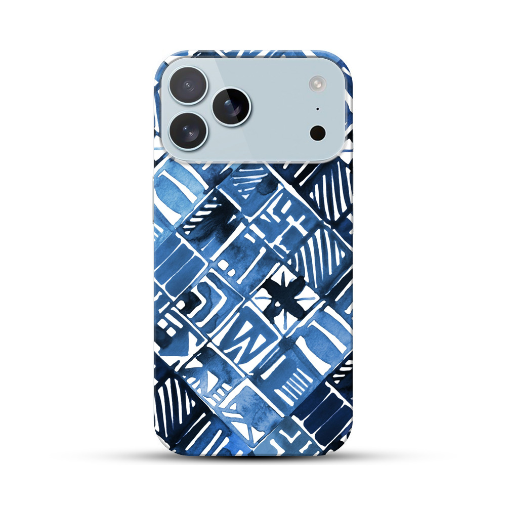 青の幾何学模様 iPhone 17 Pro Maxオリジナルハードケース