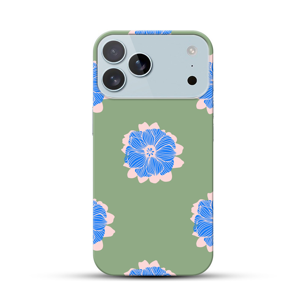 青い花のパターン iPhone 17 Pro Maxオリジナルハードケース