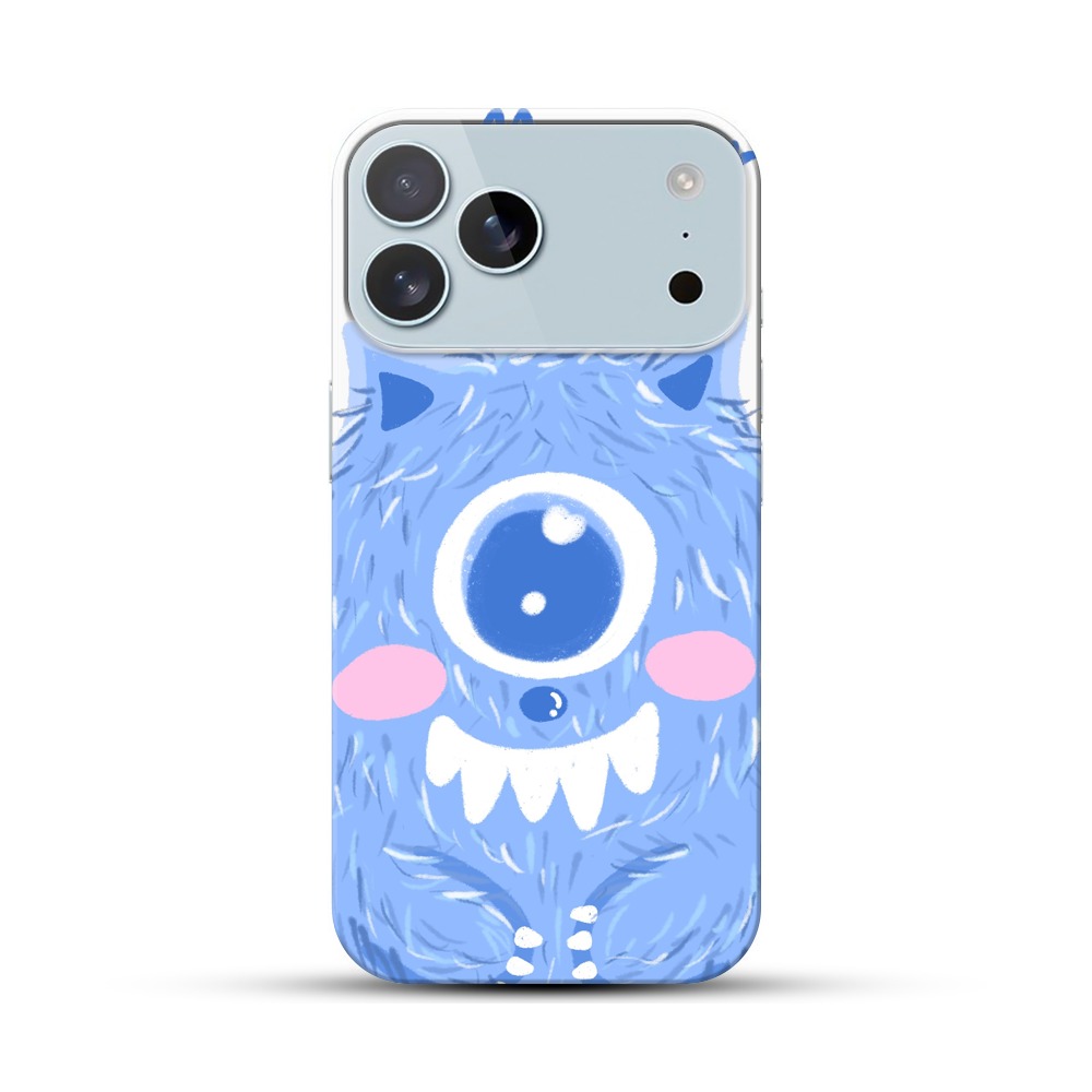 青いかわいいモンスター iPhone 17 Pro Maxオリジナルハードケース