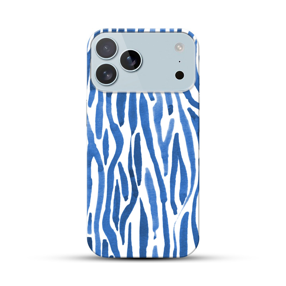 青いストライプのパターン iPhone 17 Pro Maxオリジナルハードケース