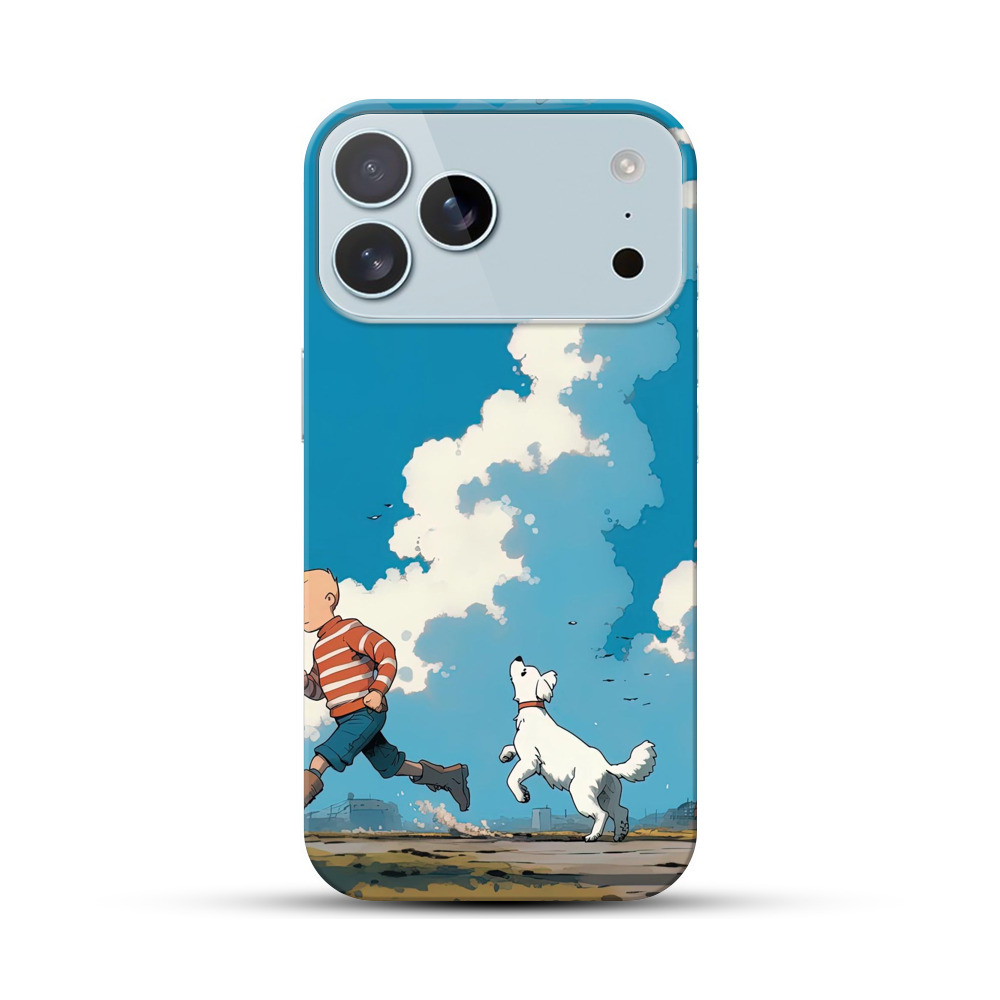 青空と電車の前の少年 iPhone 17 Pro Maxオリジナルハードケース