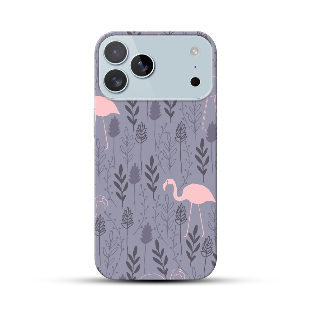 フラミンゴと植物のパターン iPhone 17 Pro Maxオリジナルハードケース