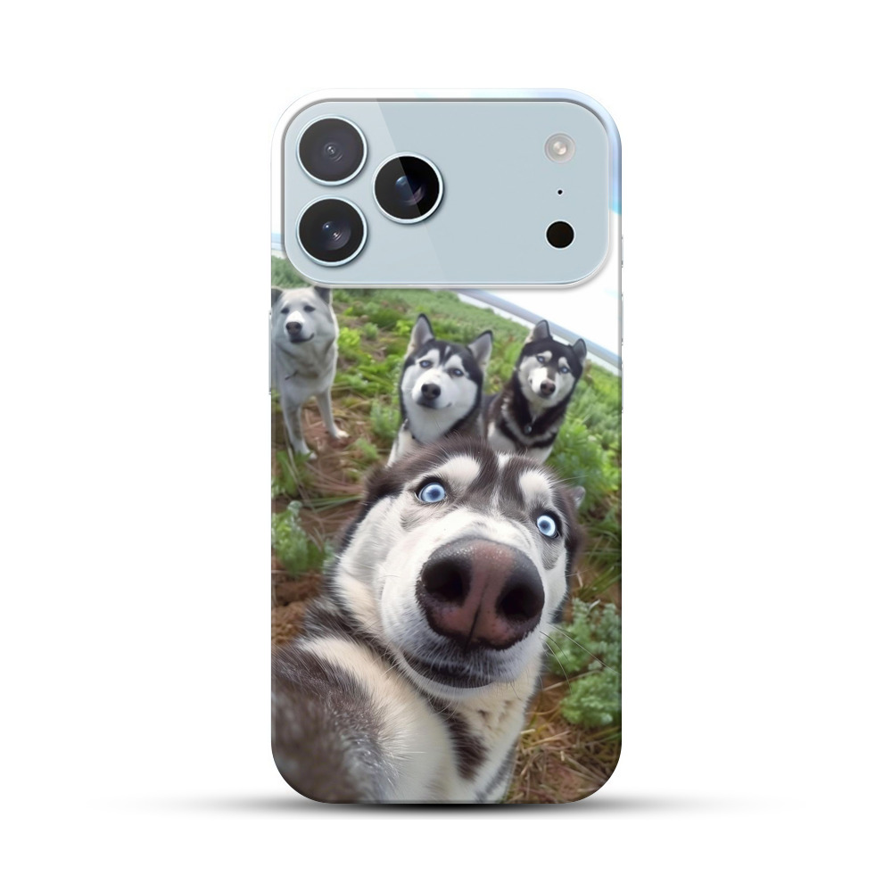 元気なハスキー犬の群れ iPhone 17 Pro Maxオリジナルハードケース
