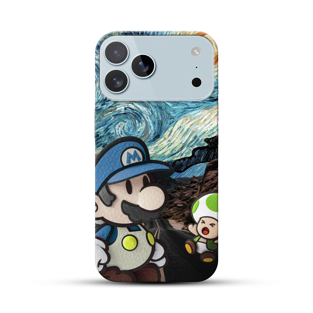 星月夜のマリオとキノピオ iPhone 17 Pro Maxオリジナルハードケース