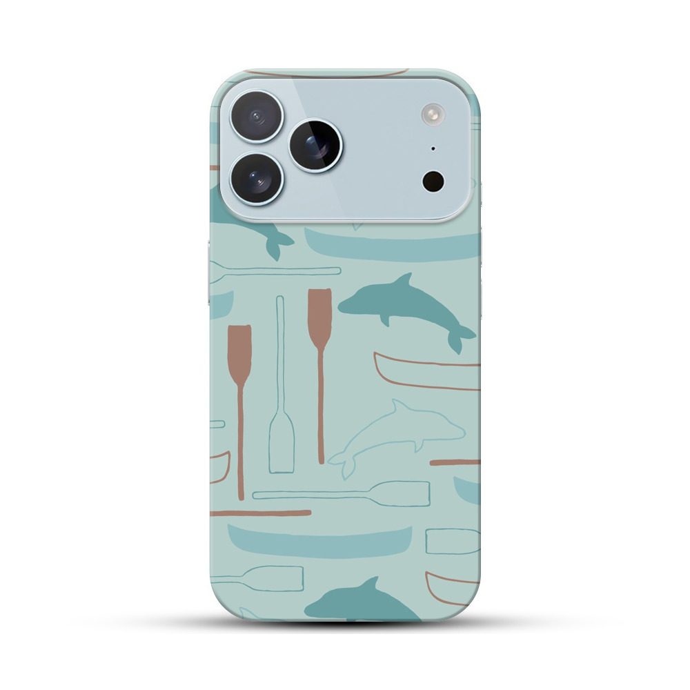 イルカとカヌーのパターン iPhone 17 Pro Maxオリジナルハードケース