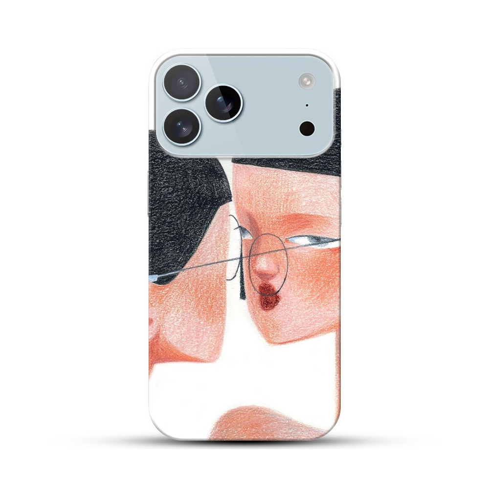 鏡を見る女性のイラスト iPhone 17 Pro Maxオリジナルハードケース