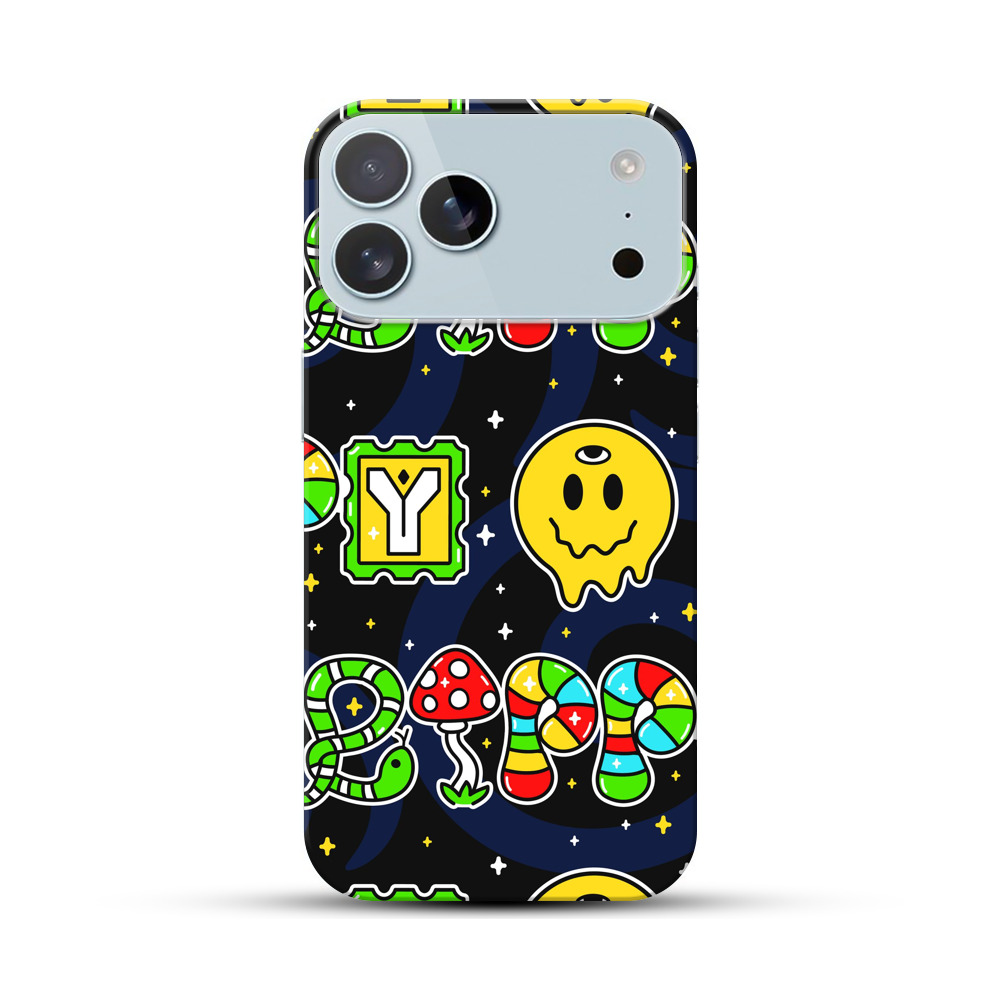 カラフルで不思議な宇宙パターン iPhone 17 Pro Maxオリジナルハードケース