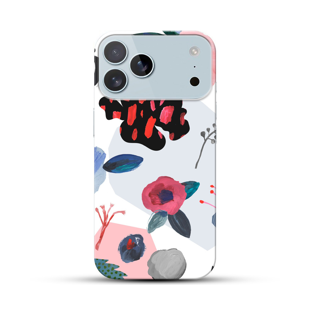 カラフルな花と抽象模様 iPhone 17 Pro Maxオリジナルハードケース