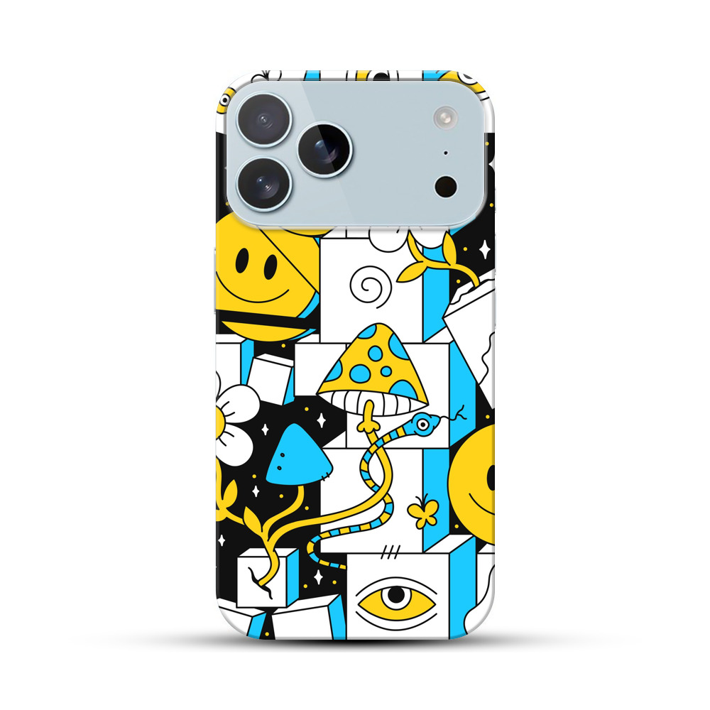 カラフルな抽象パターン iPhone 17 Pro Maxオリジナルハードケース