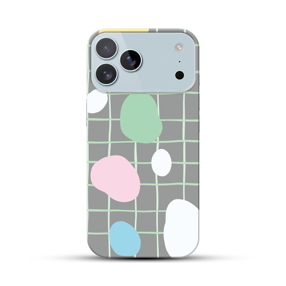 カラフルな抽象的な石とグリッドパターン iPhone 17 Pro Maxオリジナルハードケース