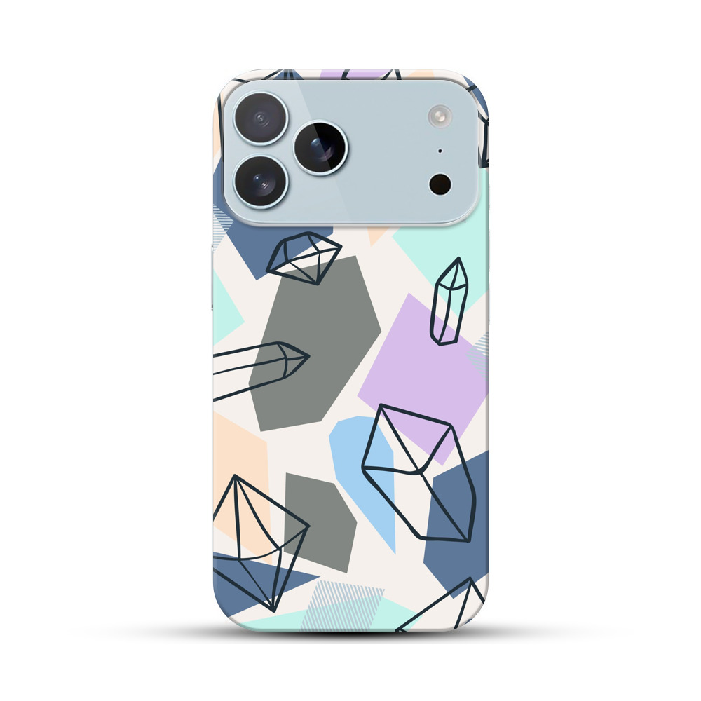 カラフルな幾何学クリスタルパターン iPhone 17 Pro Maxオリジナルハードケース