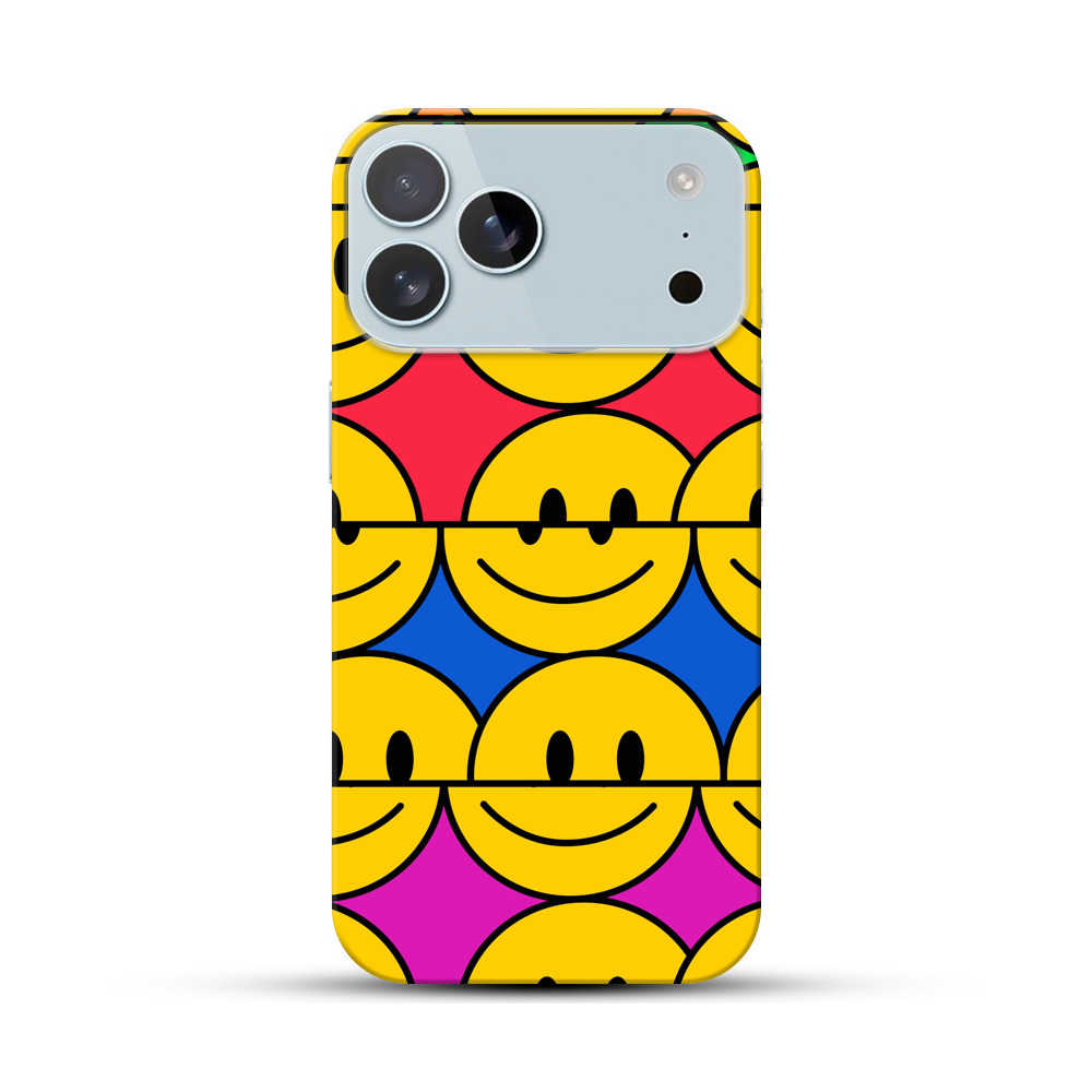 カラフルなスマイリーフェイスパターン iPhone 17 Pro Maxオリジナルハードケース