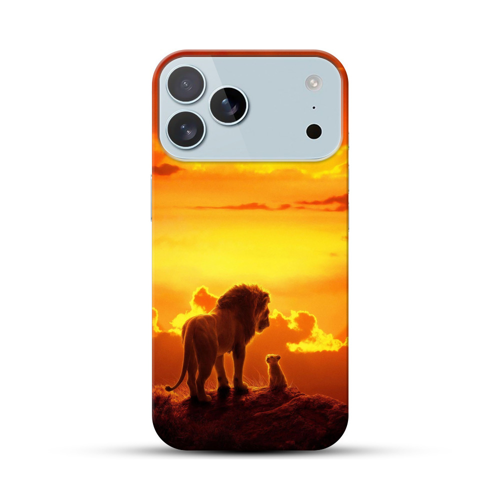 ライオン親子と夕日 iPhone 17 Pro Maxオリジナルハードケース