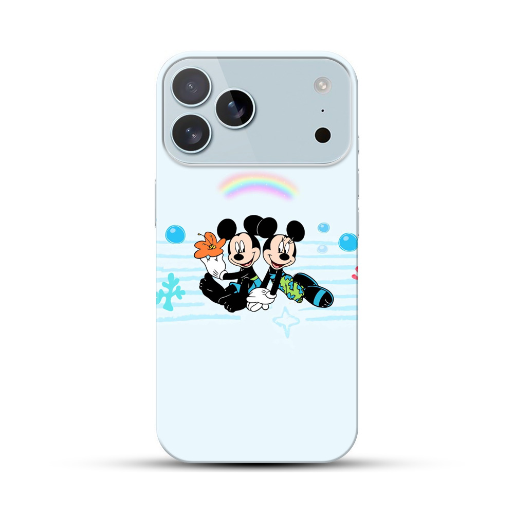 虹の下のミッキーとミニー iPhone 17 Pro Maxオリジナルハードケース