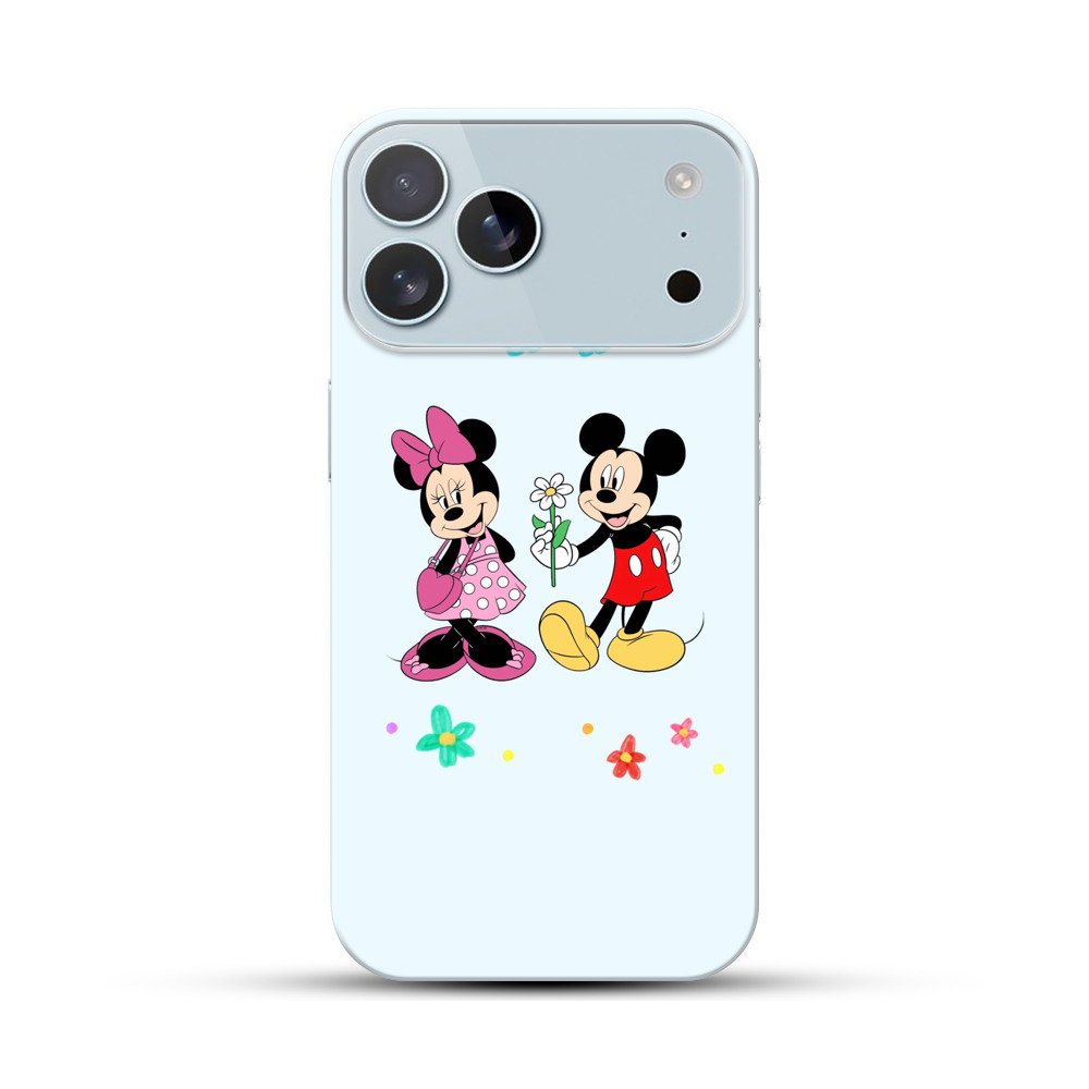 ミッキーとミニーの虹と花 iPhone 17 Pro Maxオリジナルハードケース