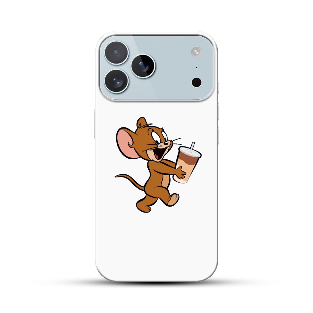 ドリンク持つネズミ iPhone 17 Pro Maxオリジナルハードケース