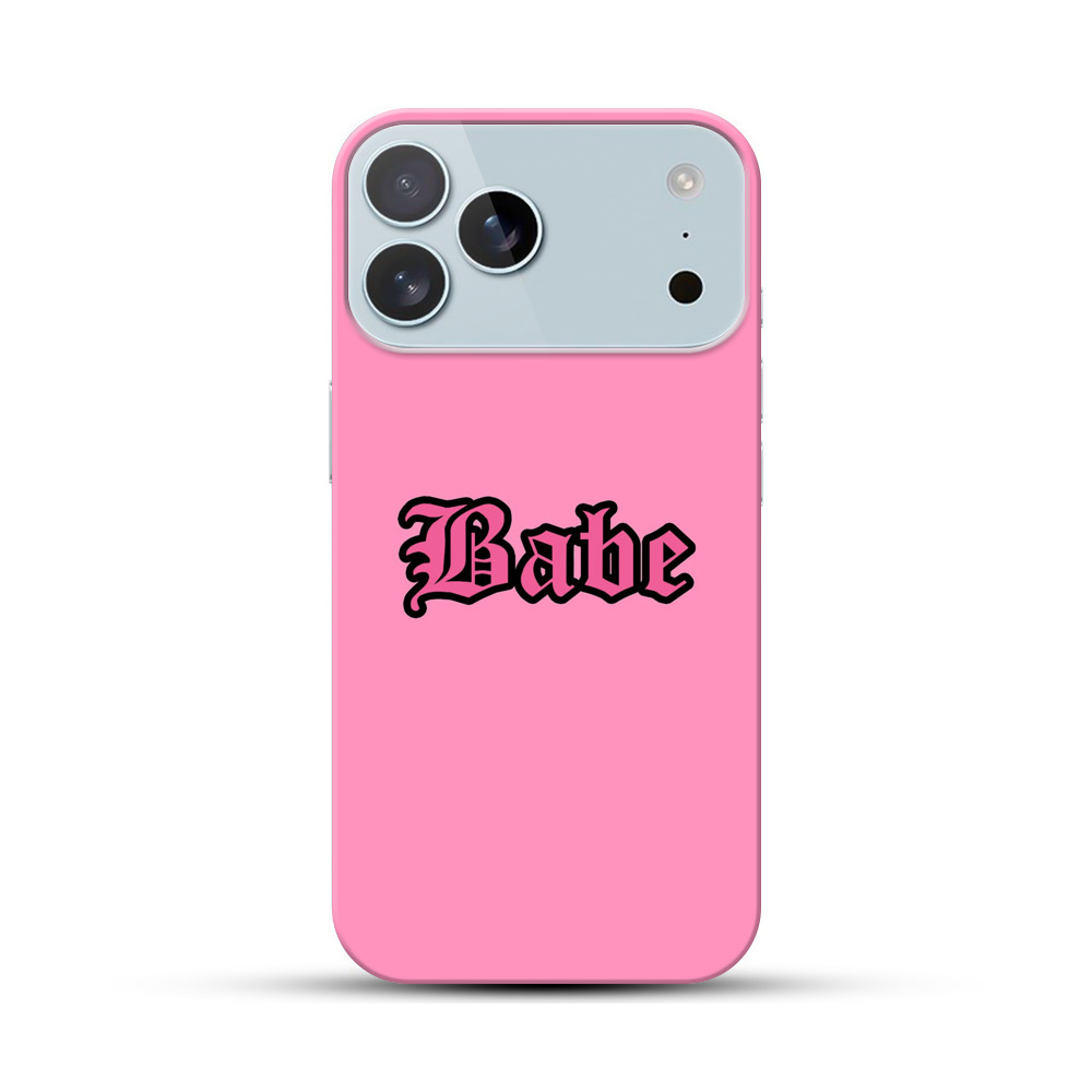 ピンク背景のベイブ文字 iPhone 17 Pro Maxオリジナルハードケース