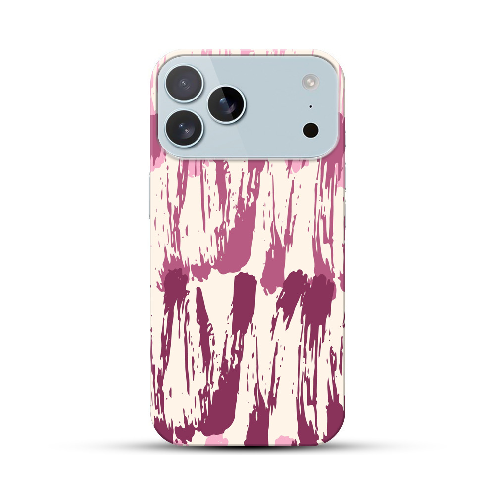 ピンクの抽象ブラシストローク模様 iPhone 17 Pro Maxオリジナルハードケース