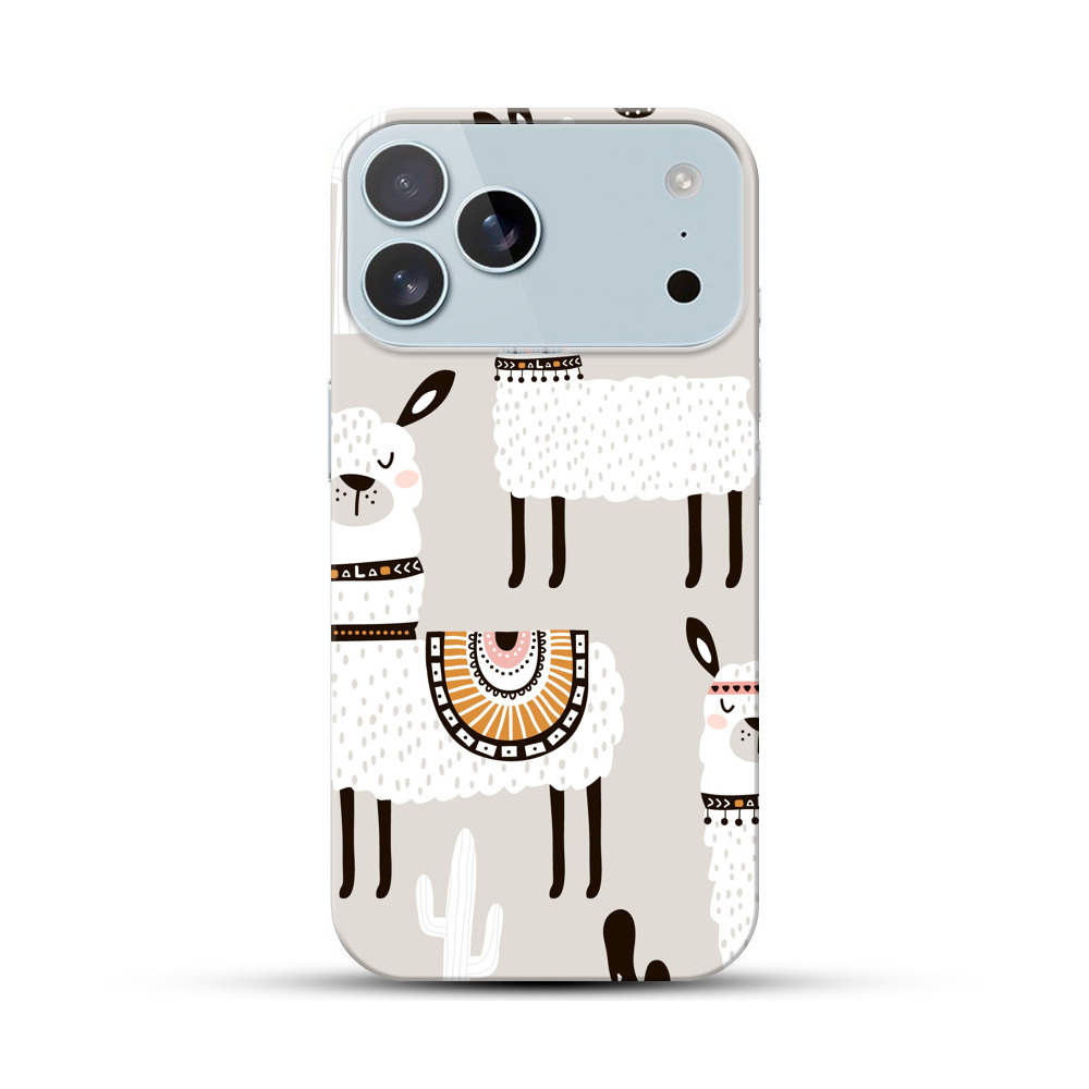 ラマとサボテンの模様 iPhone 17 Pro Maxオリジナルハードケース