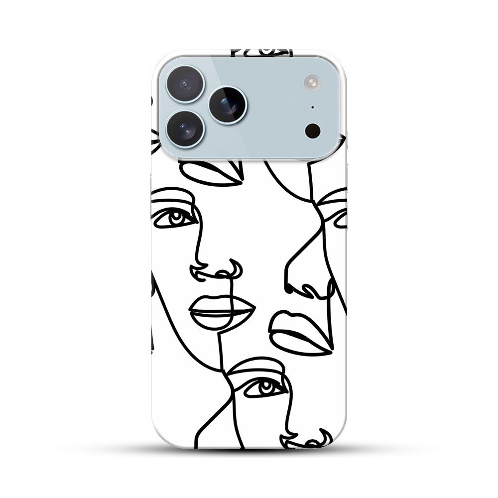 連続した顔の抽象イラスト iPhone 17 Pro Maxオリジナルハードケース