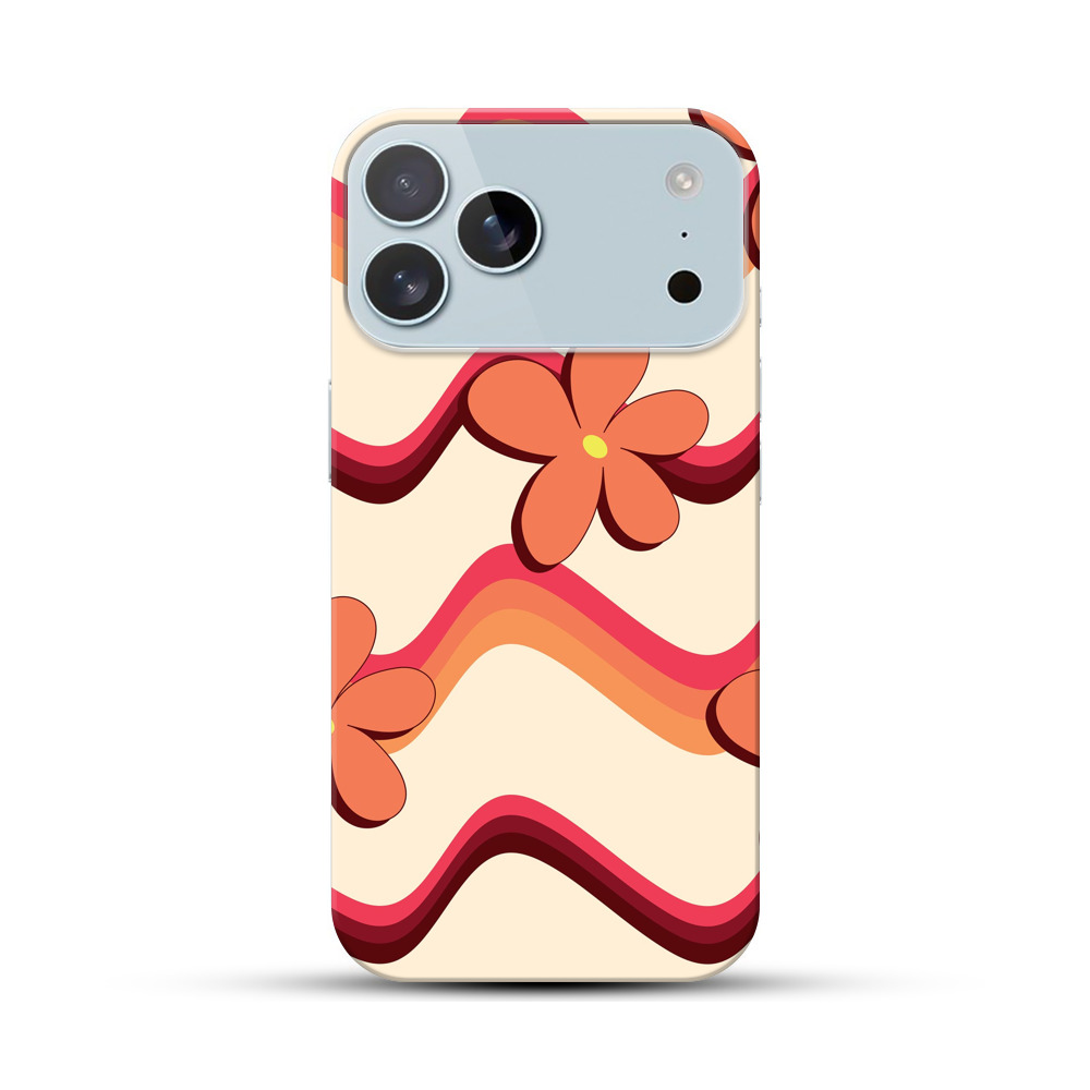 レトロフラワーパターン iPhone 17 Pro Maxオリジナルハードケース