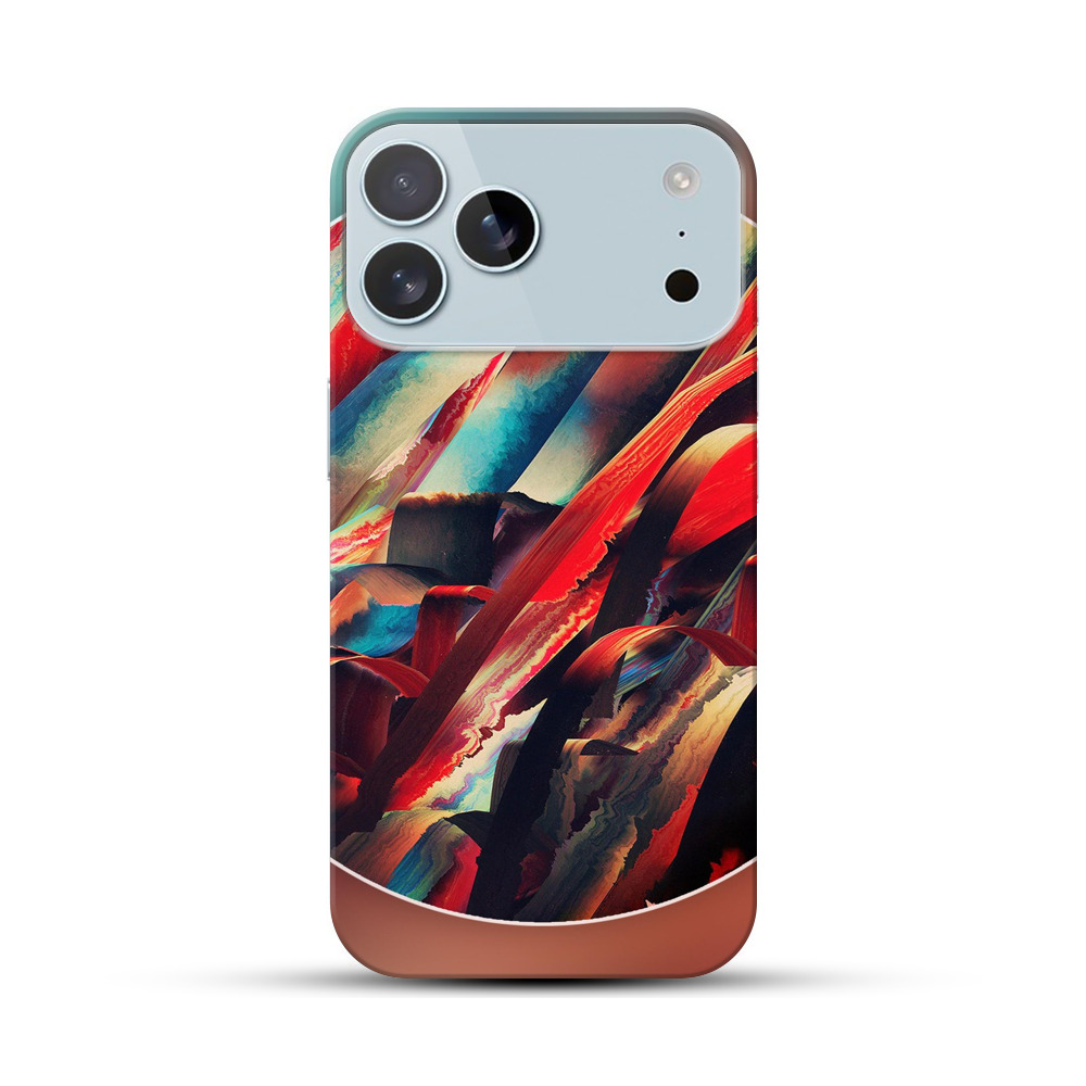 鮮やかな赤青抽象アート iPhone 17 Pro Maxオリジナルハードケース