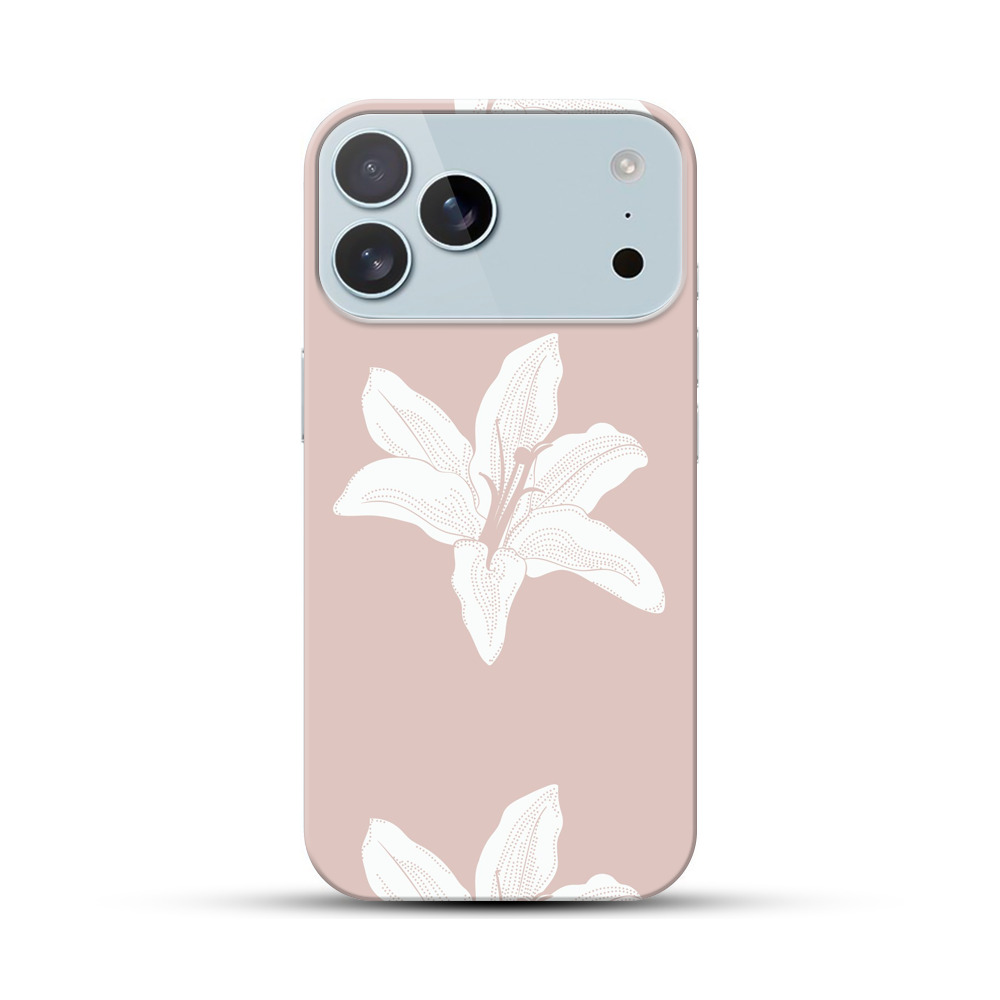 白いユリの花柄パターン iPhone 17 Pro Maxオリジナルハードケース