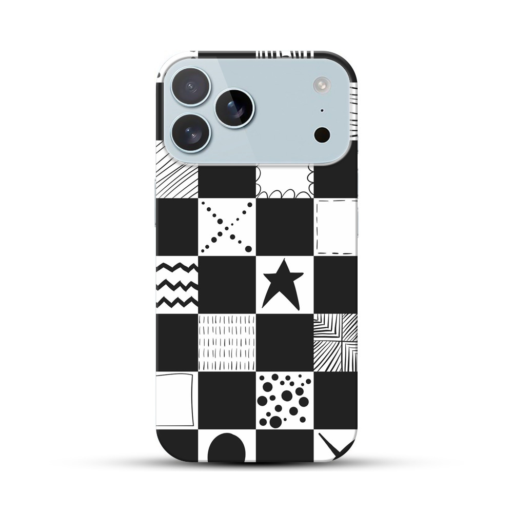 白黒パターンモザイク iPhone 17 Pro Maxオリジナルハードケース