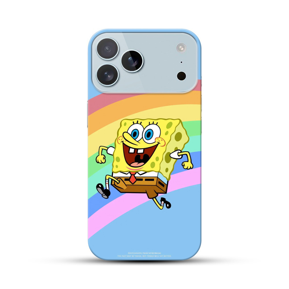 虹と元気なスポンジボブ iPhone 17 Pro Maxオリジナルハードケース