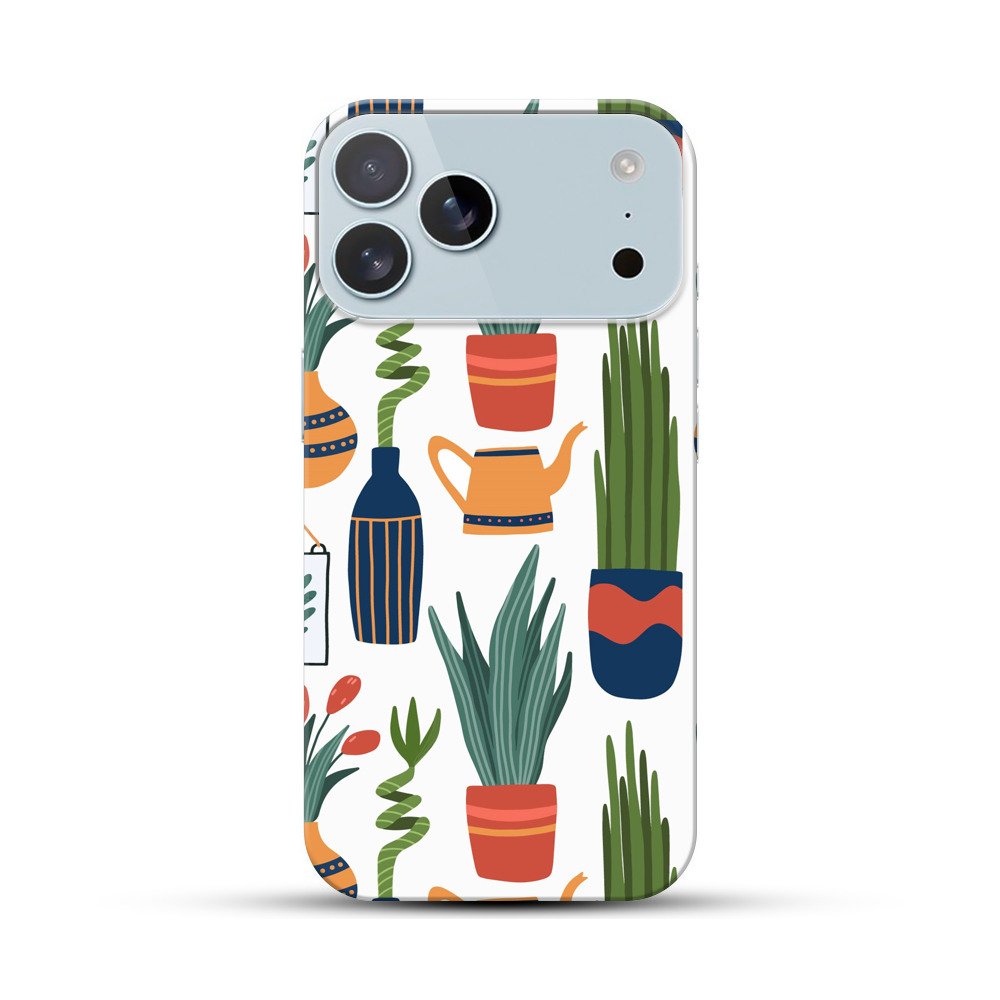 多肉植物と花のパターン iPhone 17 Pro Maxオリジナルハードケース