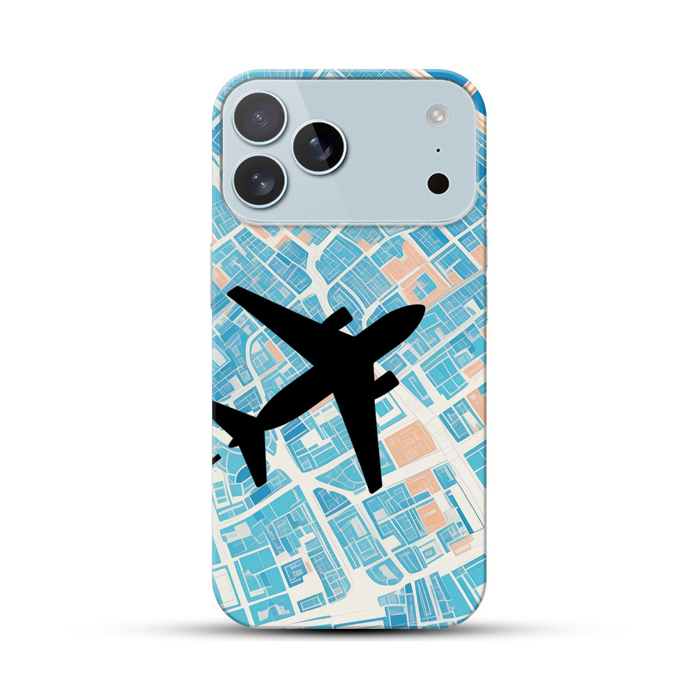 都市地図と飛行機 iPhone 17 Pro Maxオリジナルハードケース