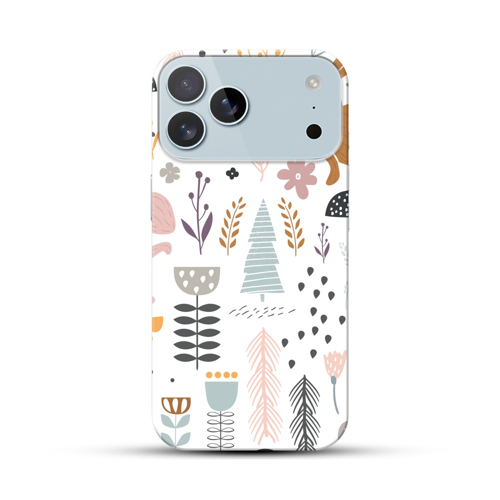 ウサギと植物のパターン iPhone 17 Pro Maxオリジナルハードケース