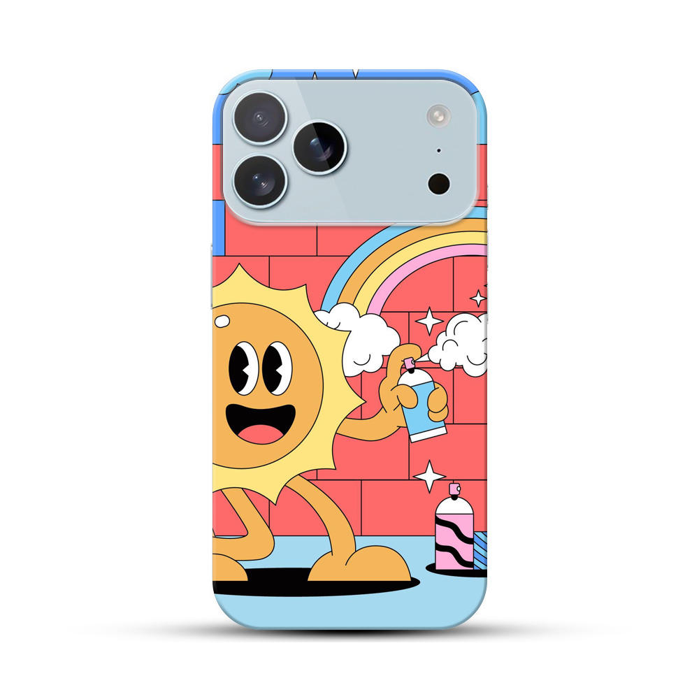 陽気な太陽と虹 iPhone 17 Pro Maxオリジナルハードケース