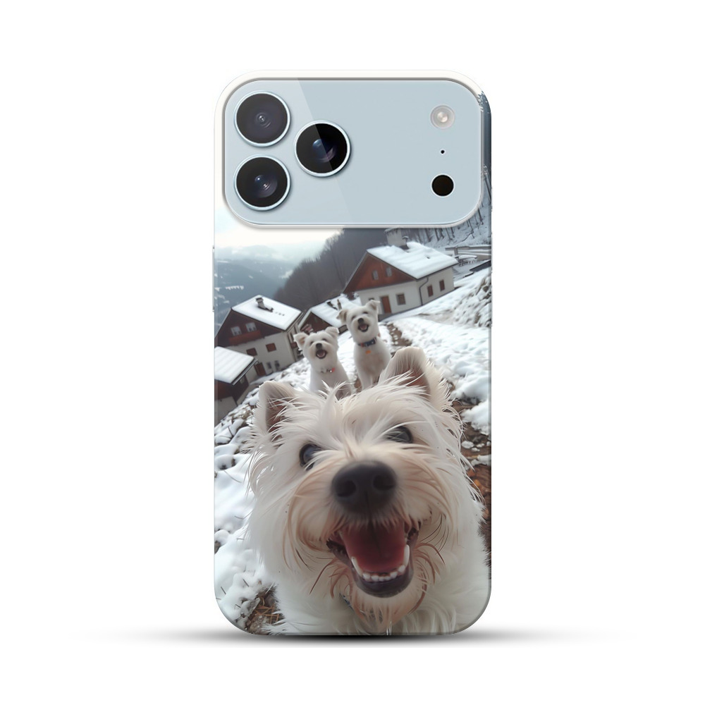 雪景色の白い犬たち iPhone 17 Pro Maxオリジナルハードケース
