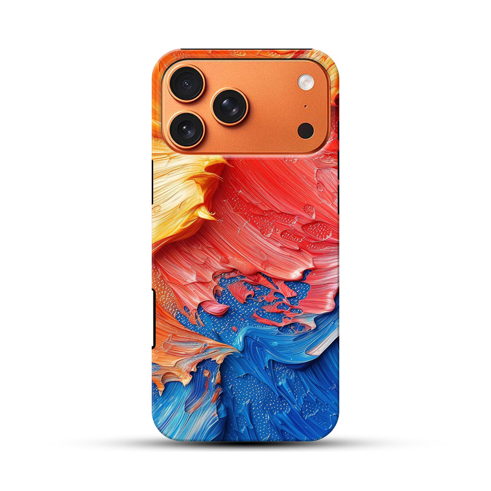 鮮やかな抽象油絵テクスチャ iPhone 17 Pro Maxオリジナル耐衝撃ケース