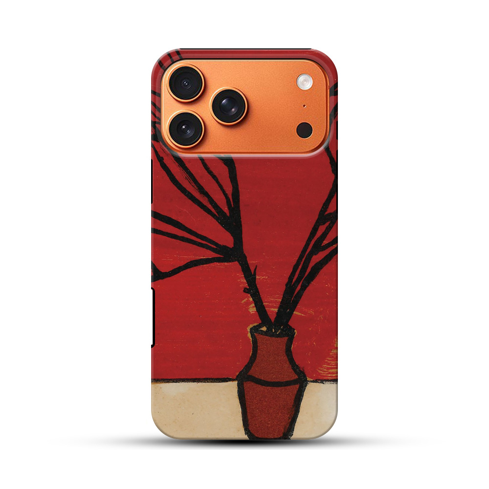 赤い背景の花瓶と枝 iPhone 17 Pro Maxオリジナル耐衝撃ケース