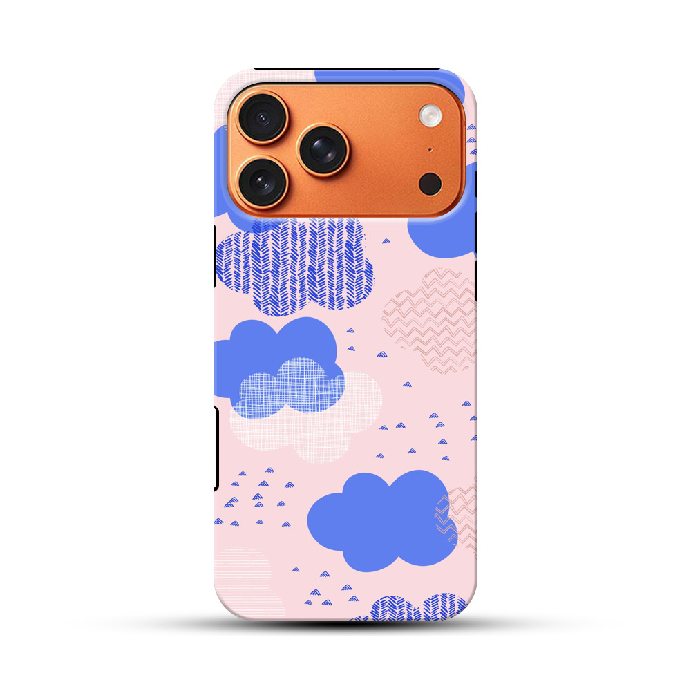 青とピンクの雲パターン iPhone 17 Pro Maxオリジナル耐衝撃ケース